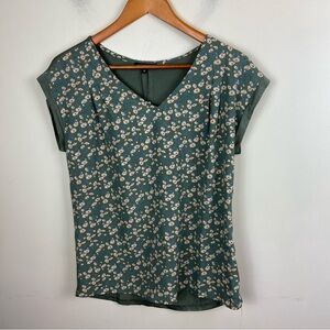 Papermoon Green Floral Daisy Blouse‎ Top W/ Button Detail Cottagecore Xs NWT